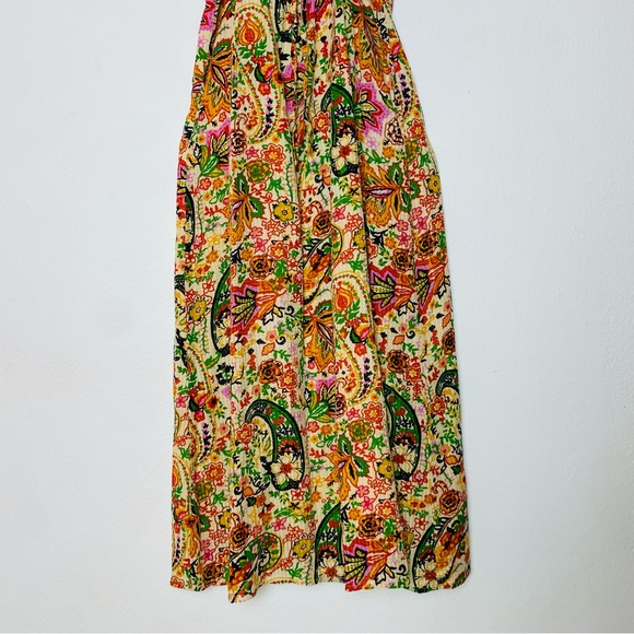 BA&SH Baila Floral Button-Front A-Line Midi Dress Size Small Spaghetti Strap - Picture 13 of 16